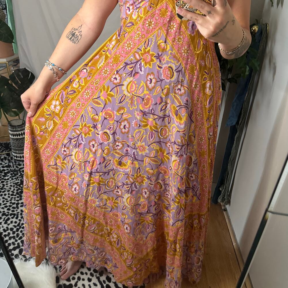 Spell & The Gypsy Lolita Floral Halter Maxi Dress Dress Orange Combo Size XS - Picture 3 of 6